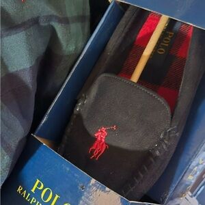 Polo Ralph Lauren Black and Red Slippers